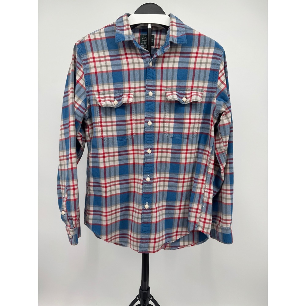 J.Crew Sporting Goods Mens Blue Red Plaid Flannel Shirt Medium 93057